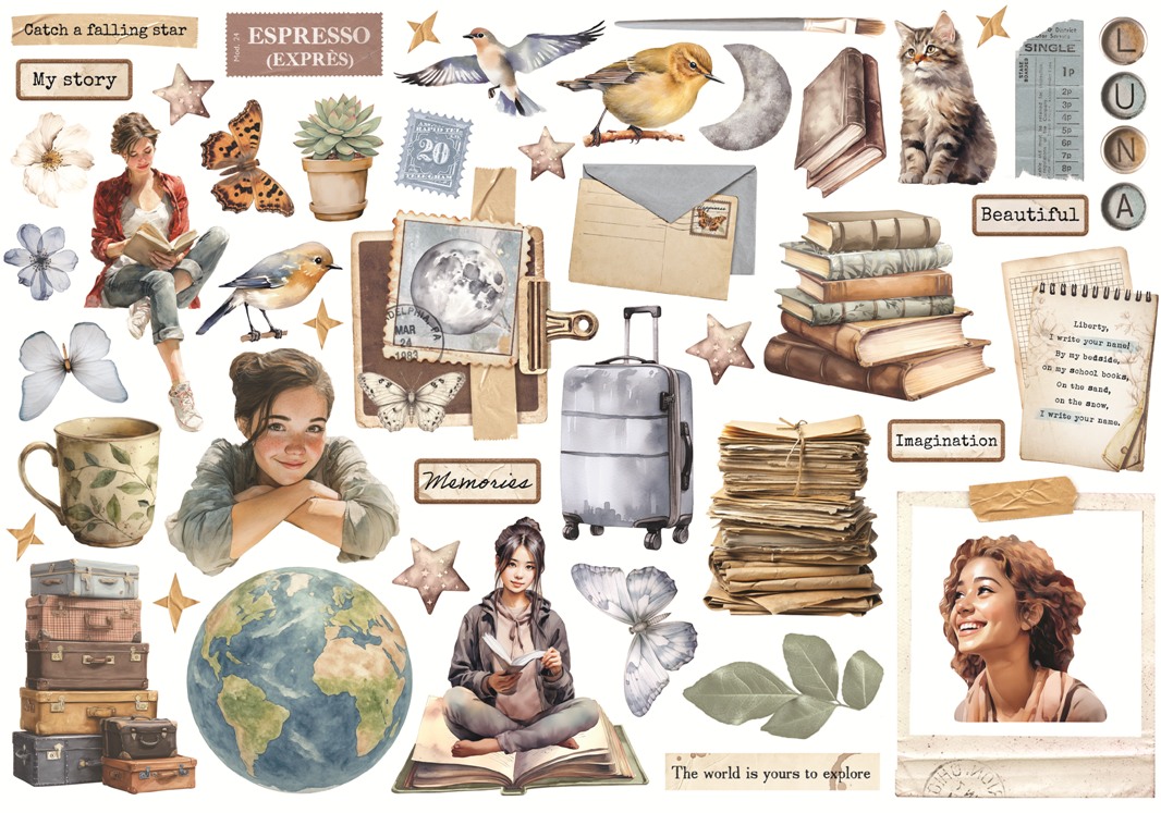 NEW Stamperia Secret Diary Ephemera (46pcs) (DFLCT76) 