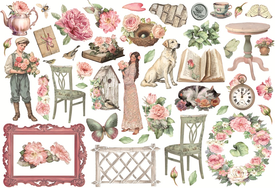 NEW Stamperia House of Roses Ephemera (DFLCT80) 