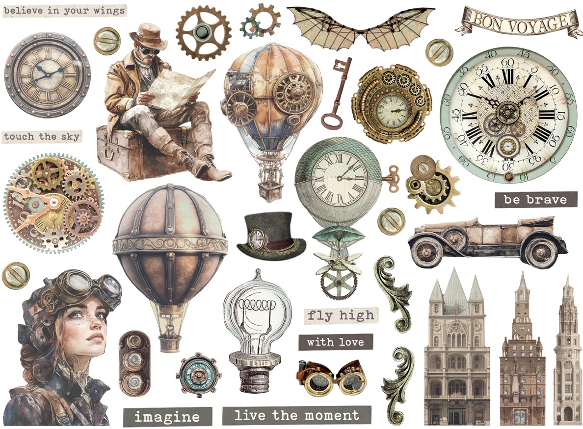 NEW Stamperia Voyages Fantastiques Die Cuts (DFLDC127) 