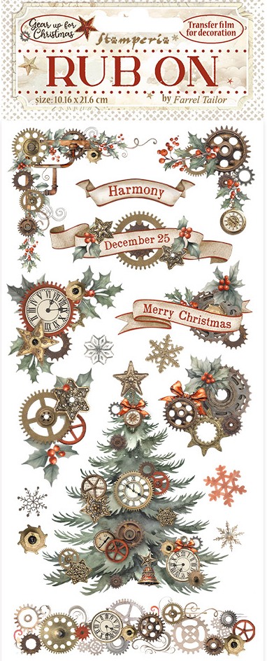 Stamperia Gear Up For Christmas Rub-Ons - Gears (DFLRB101)