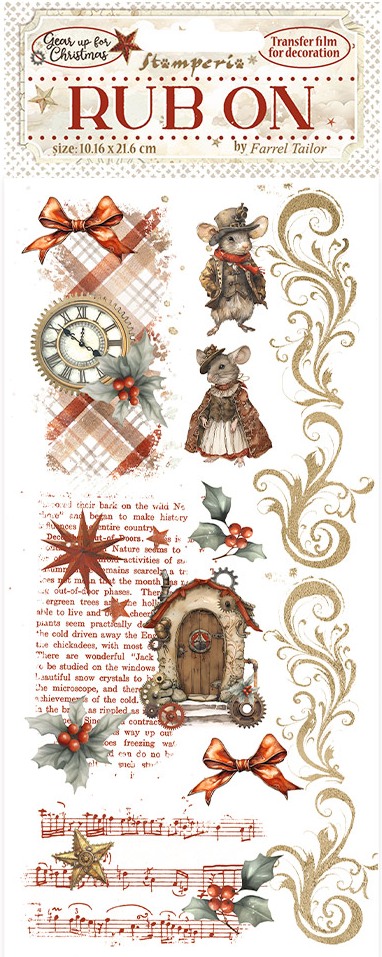 Stamperia Gear Up For Christmas Rub-Ons - Mice (DFLRB111)