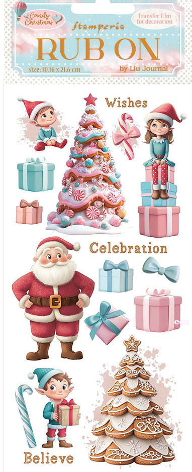 Stamperia Candy Christmas Rub-ons - Santa Claus (DFLRB173)
