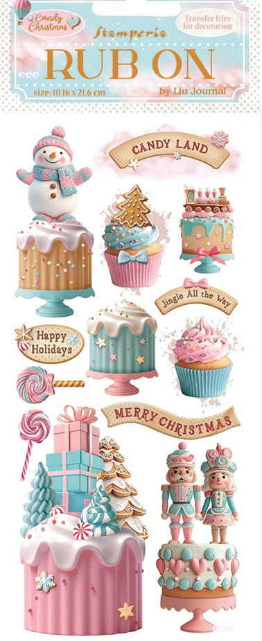 Stamperia Candy Christmas Rub-ons - Cakes (DFLRB175)