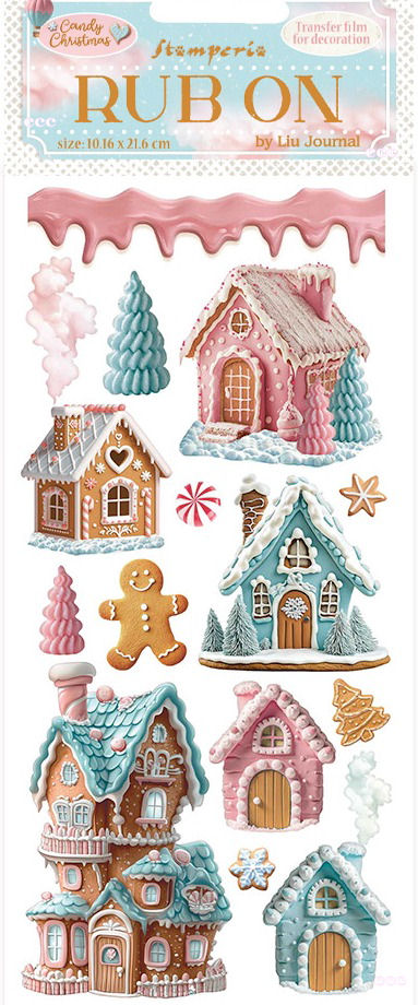 Stamperia Candy Christmas Rub-ons - Marzipan Houses (DFLRB176)