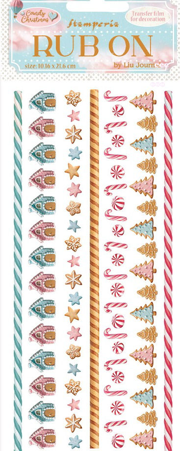Stamperia Candy Christmas Rub-ons - Stripes (DFLRB177)