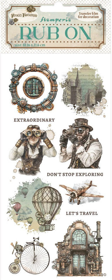 NEW: Stamperia Voyages Fantastiques  Rub-On - Mechanical Wonders (DFLRB192) 