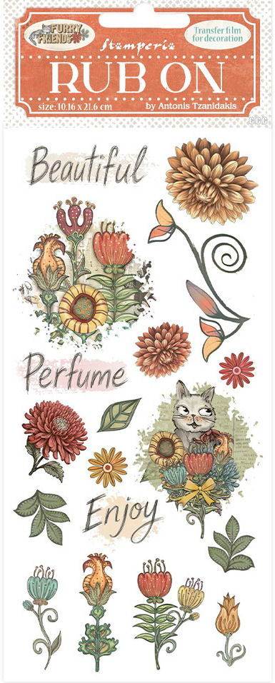 Stamperia Furry Friends Rub-Ons - Flowers (DFLRB200)