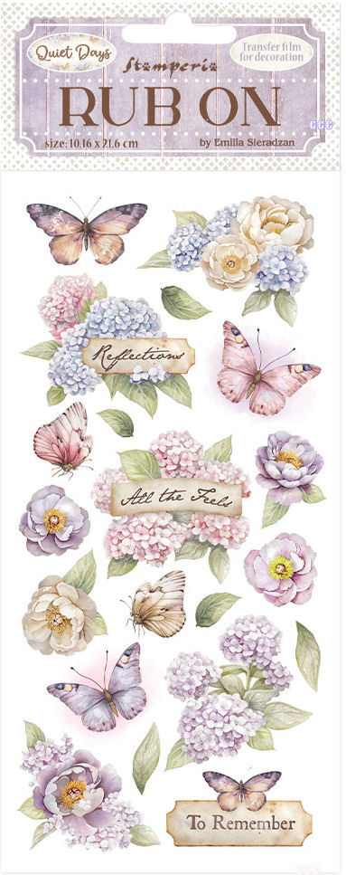 Stamperia Quiet Days Rub-Ons -  Hydrangea and Butterfly  (DFLRB202)