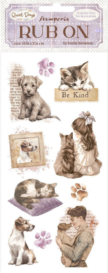 Stamperia Quiet Days Rub-Ons - Dogs and Cats  (DFLRB203)