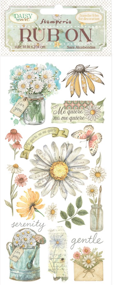 Stamperia Daisy Art Rub-Ons - Me Quiere no me Quiere (DFLRB223)