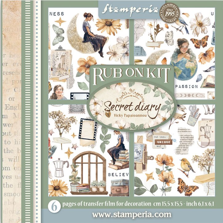 NEW Stamperia Secret Diary Rub-On 6.1