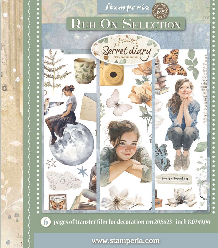 NEW Stamperia Secret Diary Rub-Ons LARGE 8