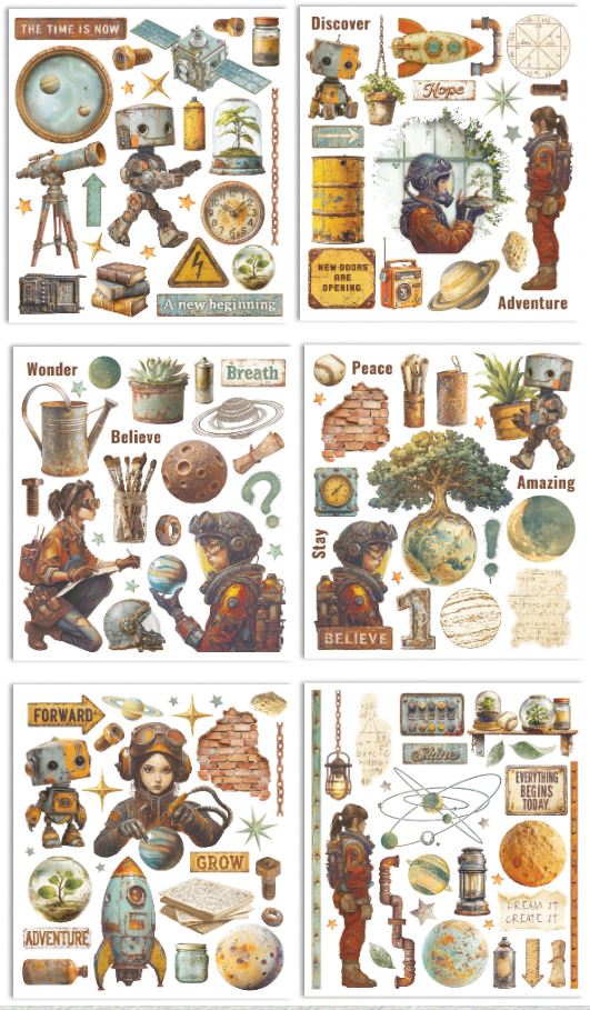 Stamperia A New Beginning  Rub-On 20,5x23cm Assortment (6pcs) (DFLRBXG03) 