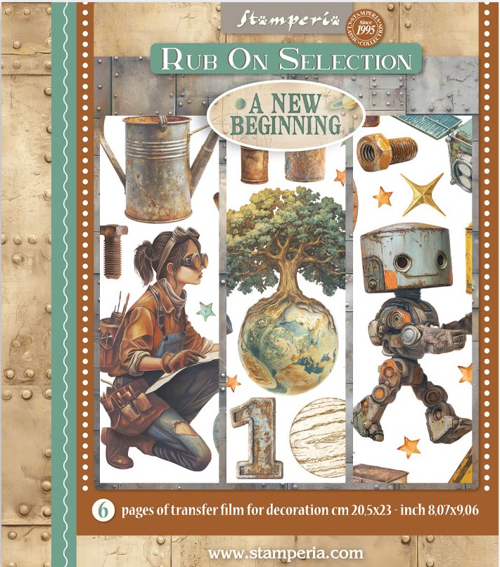 Stamperia A New Beginning  Rub-On 20,5x23cm Assortment (6pcs) (DFLRBXG03) 
