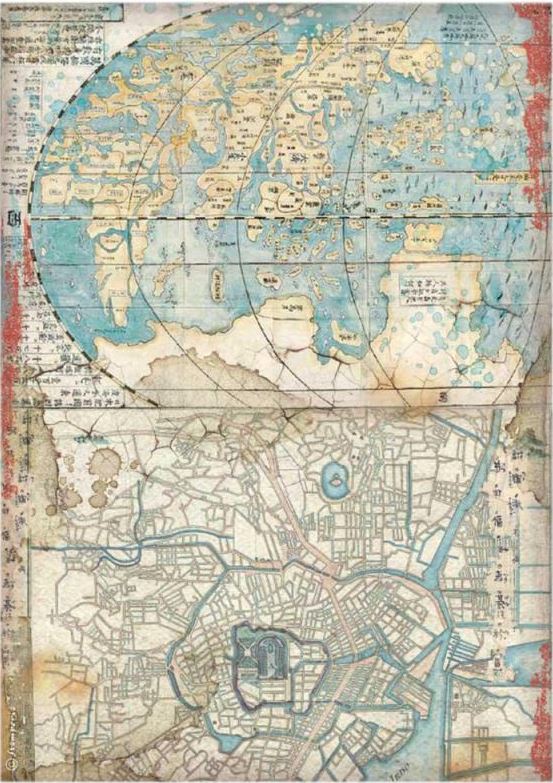 Stamperia A4 Rice Paper - Sir Vagabond in Japan MAP (DFSA4610)