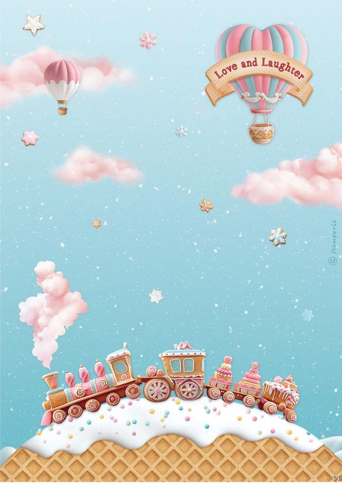 Stamperia Candy Christmas A4 Rice Paper - Train (DFSA41048)