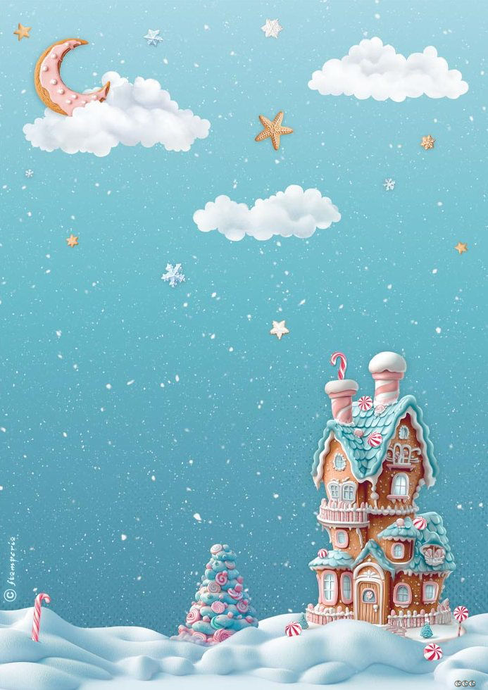 Stamperia Candy Christmas A4 Rice Paper - Marzipan House (DFSA41049)