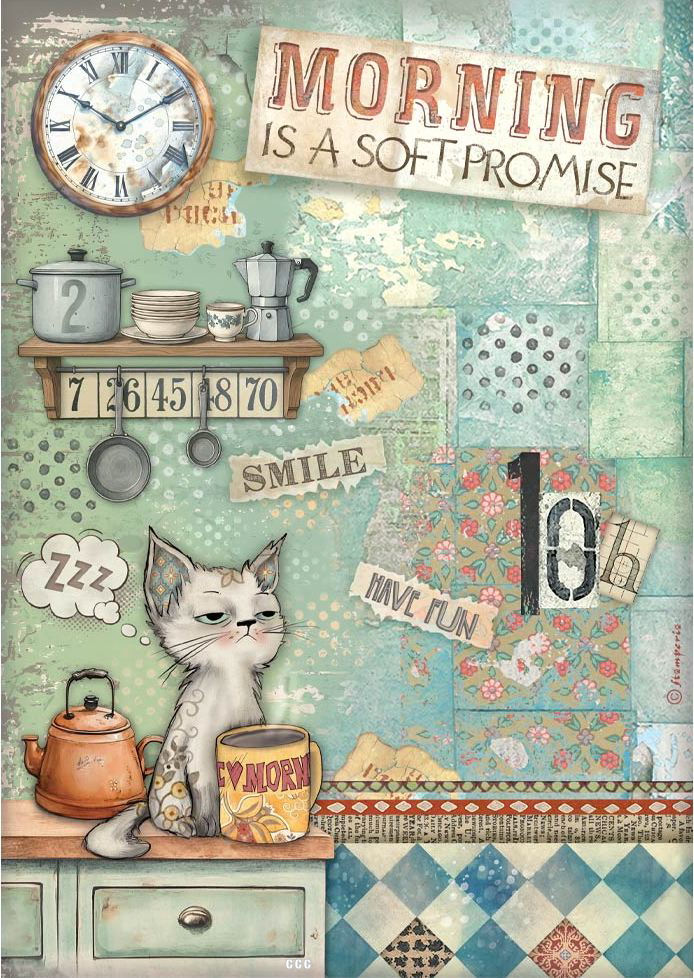 Stamperia Furry Friends A4 Rice Paper - Morning is a Soft Promise  (DFSA41068)