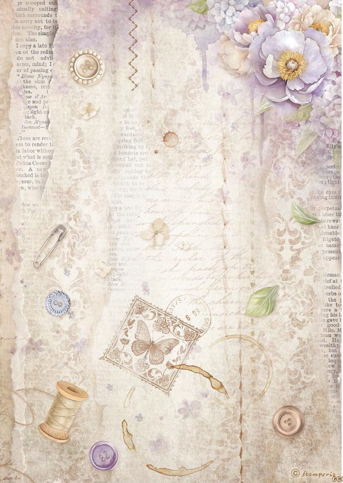 Stamperia Quiet Days A4 Rice Paper - Sewing  (DFSA41074)