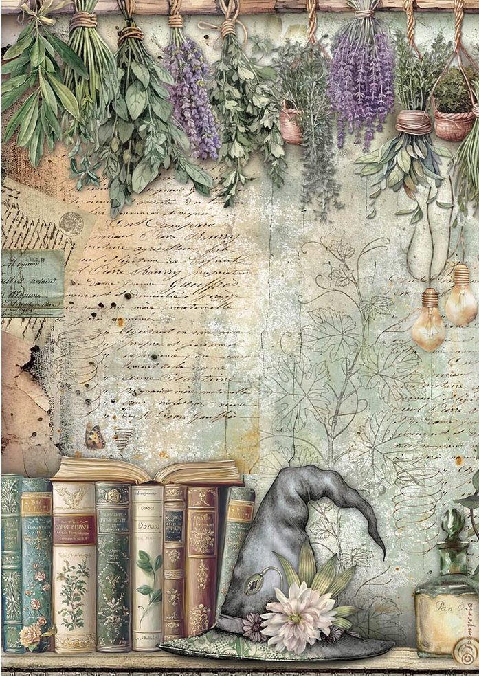 Stamperia Herbarium Silvae A4 Rice Paper - Books (DFSA41081)