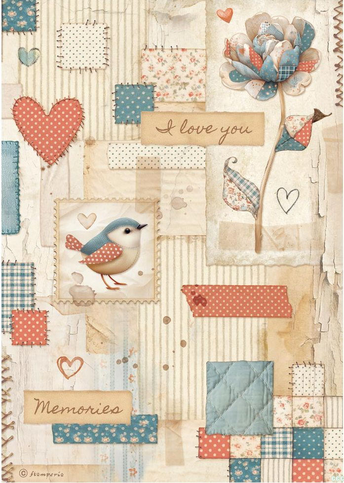 Stamperia Family A4 Rice Paper - Patchwork (DFSA41087)
