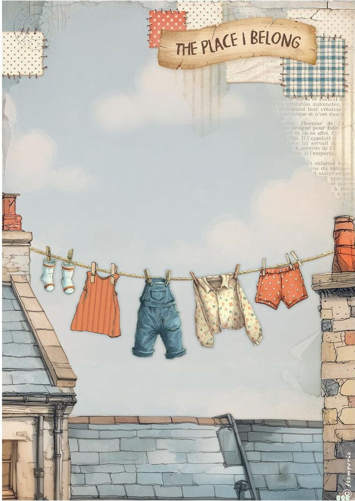 Stamperia Family A4 Rice Paper - Fresh Laundry (DFSA41088)