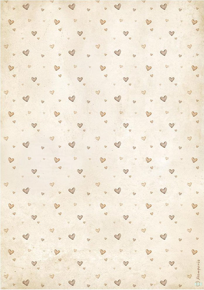 Stamperia Baby A4 Rice Paper  - Hearts Pattern (DFSA41092)