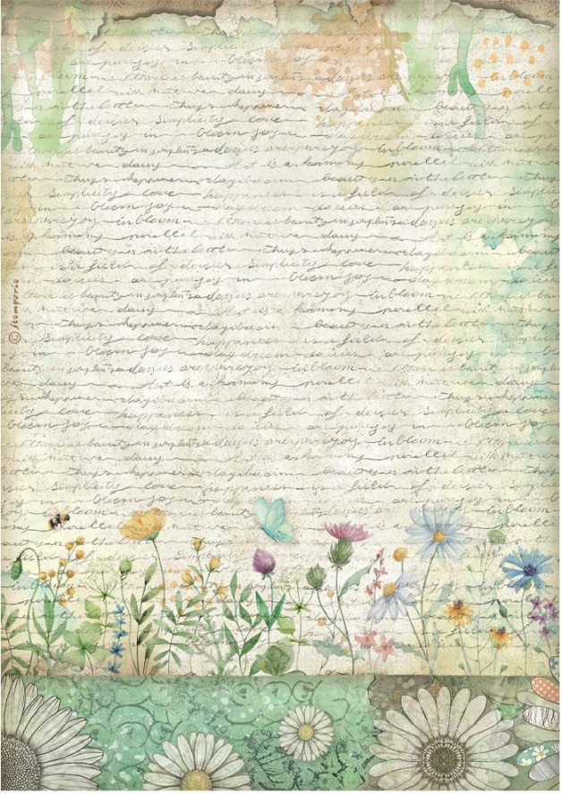 Stamperia Daisy Art A4 Rice Paper -  Handmade Letter with Flowers (DFSA41098)