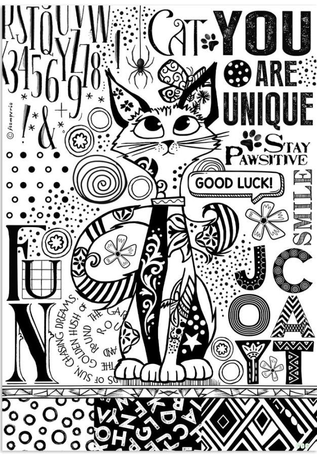 NEW Stamperia Furry Friends A4 Rice Paper Cat One Color Print (DFSA41099)