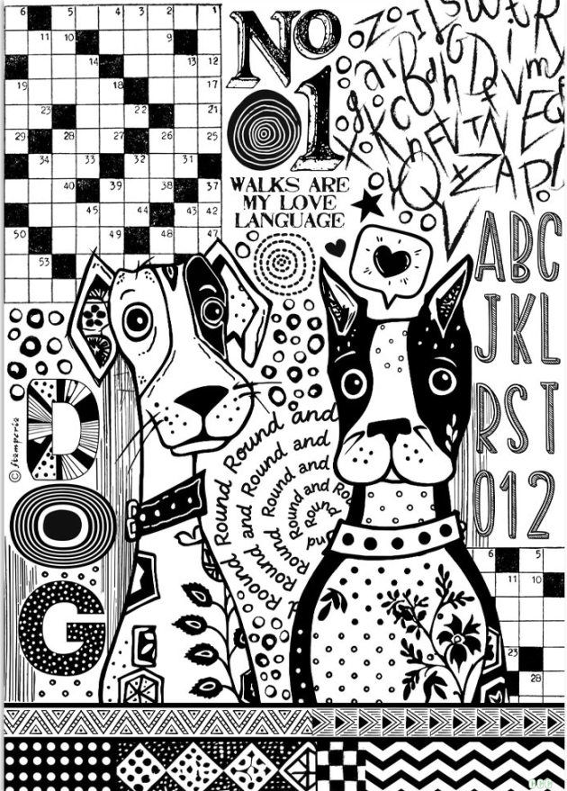 NEW Stamperia Furry Friends A4 Rice Paper Dogs One Color Print  (DFSA41100) 