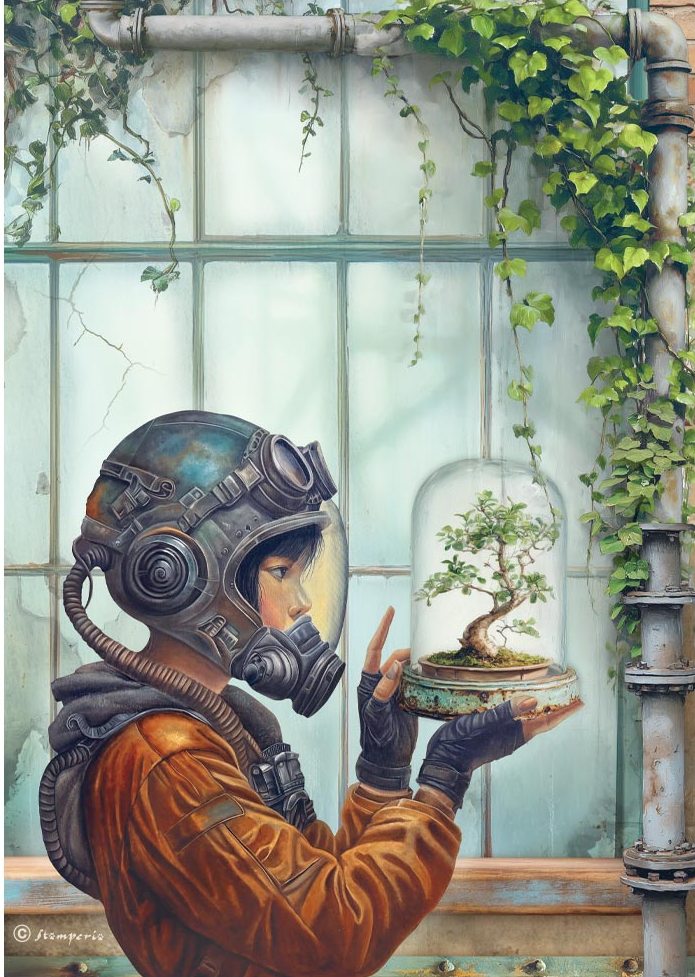 Stamperia A New Beginning A4 Rice Paper - Terrarium (DFSA41106) 