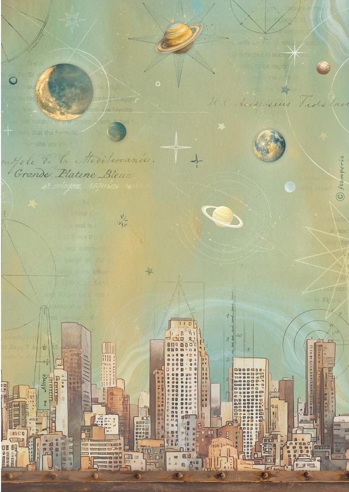 Stamperia A New Beginning A4 Rice Paper - Skyline (DFSA41109) 