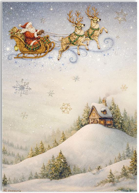 Stamperia Silent Night A4 Rice Papers - Santa Claus & Sleigh  (DFSA41139)