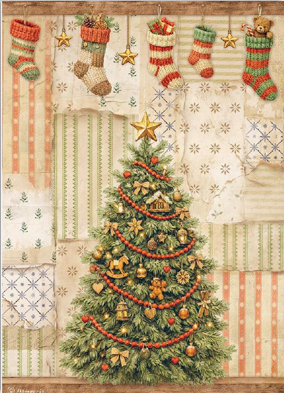 Stamperia Silent Night A4 Rice Papers - Christmas Tree  (DFSA41140)