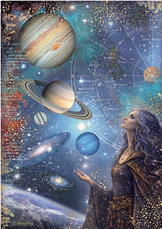 Stamperia Cosmos A4 Rice Paper - Planets  (DFSA41150)