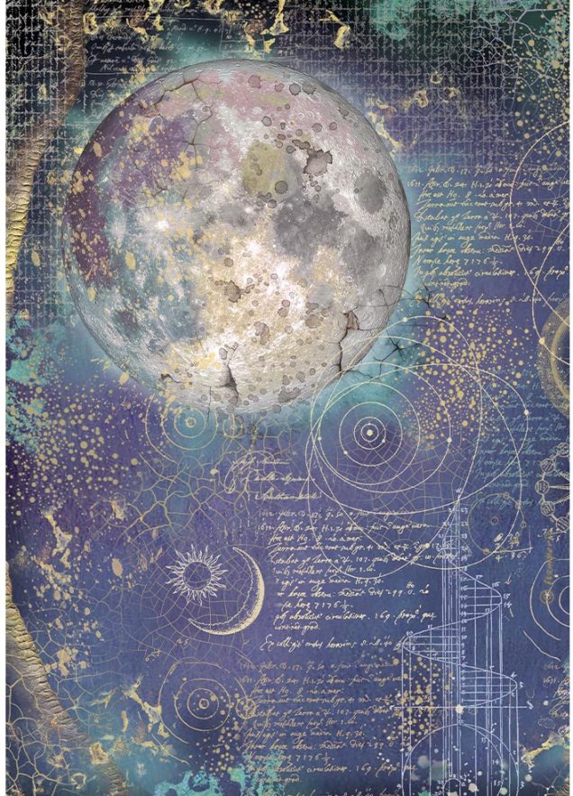 Stamperia Cosmos A4 Rice Paper - Moon (DFSA41151)