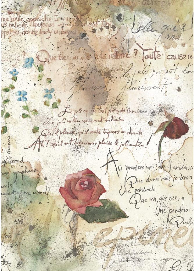 Stamperia Flowers and Poems A4 Rice Paper Pattern (DFSA41158) 