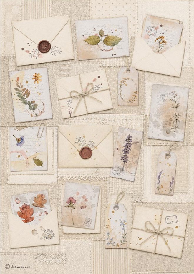 Stamperia Flowers and Poems A4 Rice Paper Letters (DFSA41161) 