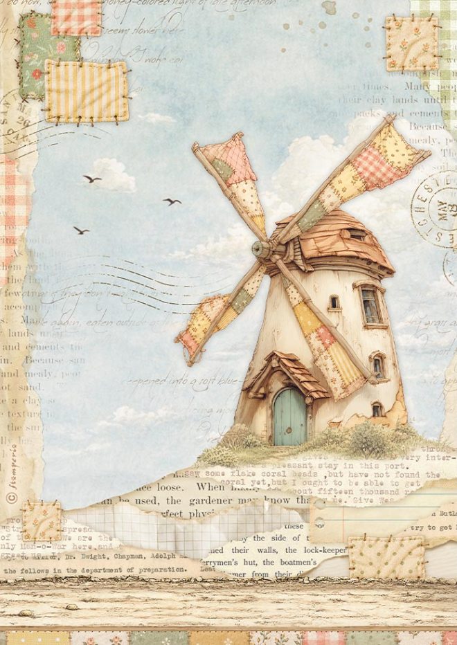 Stamperia Cozy Family A4 Rice Paper Windmill (DFSA41168) 
