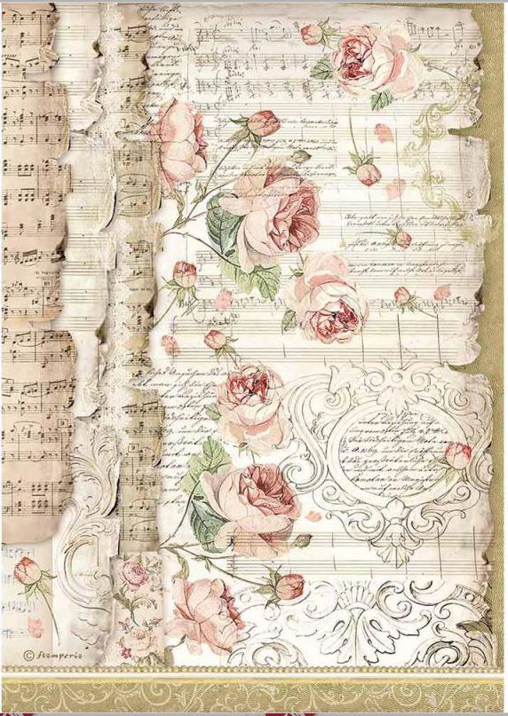 Stamperia A4 Rice Paper - PRINCESS ROSES AND MUSIC (DFSA4486)