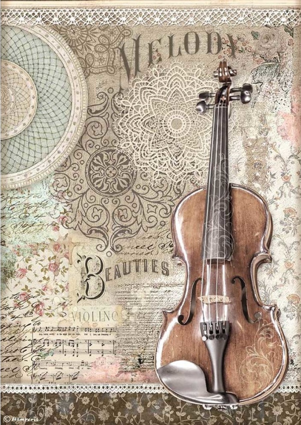 Stamperia A4 Rice Paper - Passion Violin (DFSA4538)