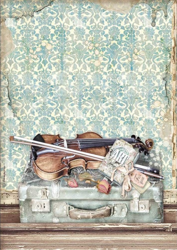 Stamperia A4 Rice Paper - Passion Violin and Travelling (DFSA4544)