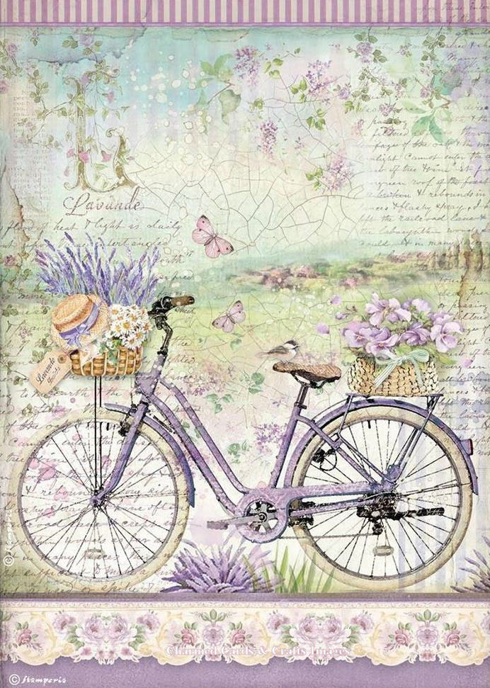 Stamperia Provence A4 Rice Paper - BICYCLE (DFSA4671)