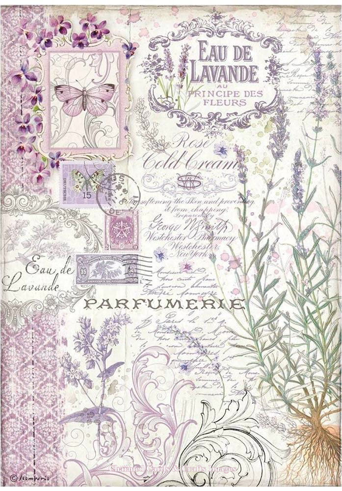 Stamperia Provence A4 Rice Paper - EU DE LAVANDE (DFSA4674)