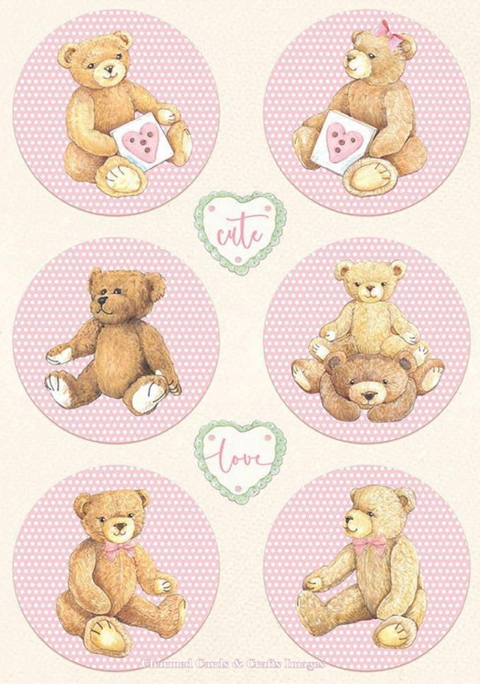 Stamperia Daydream A4 Rice Paper - Bear Pink (DFSA4678)