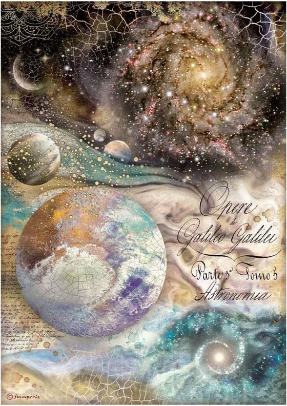 Stamperia Cosmos Infinity A4 Rice Paper - Galileo Galilei DFSA4723