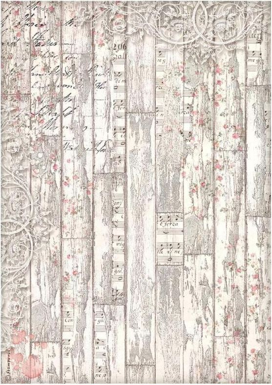Stamperia Sweet Winter A4 Rice Paper - Wood Pattern DFSA4733