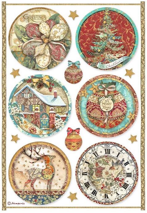 Stamperia Christmas Greetings A4 Rice Paper Rounds (DFSA4795)