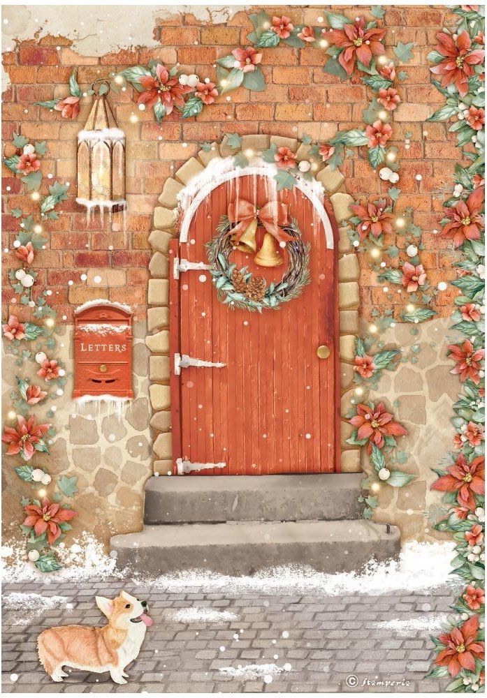 Stamperia All Around Christmas A4 Rice Paper Red Door  (DFSA4804)