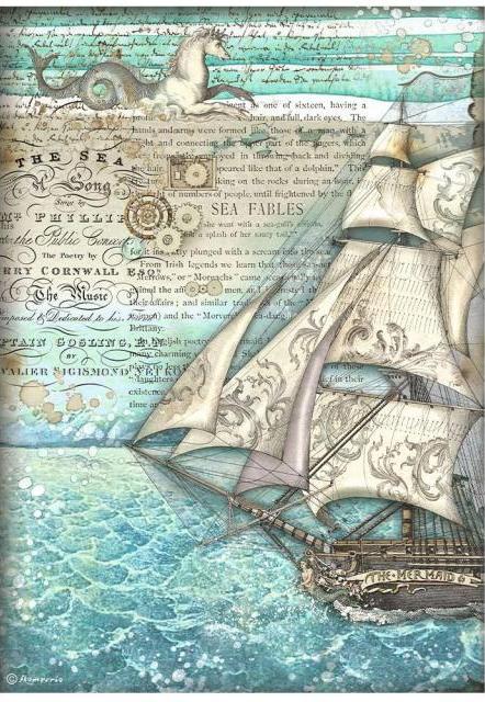 Stamperia Songs of the Sea A4 Rice Paper - Sailing Ship (DFSA4811)